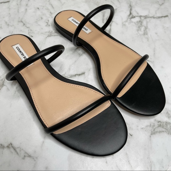 SOLD Country Road Black Leather Billie Sandals Shoes 36 - Picture 5 of 12